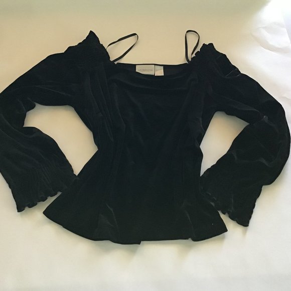 Liz Claiborne Tops - Liz Claiborne black velvet romantic blouse, Woman's size L,